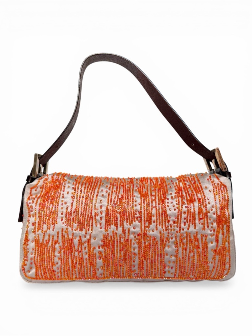 Vintage Fendi Satin Beaded Baguette – Orange - Picture 3 of 11